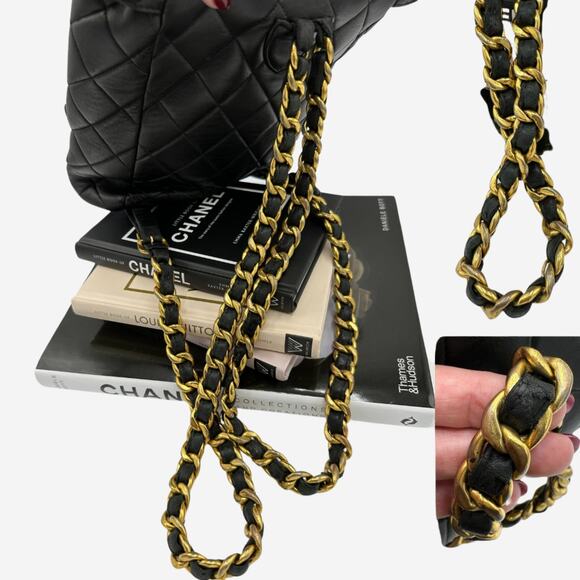 Authentic Chanel Vintage Black Duma Leather Quilted Mini backpack with 24k - Picture 8 of 13